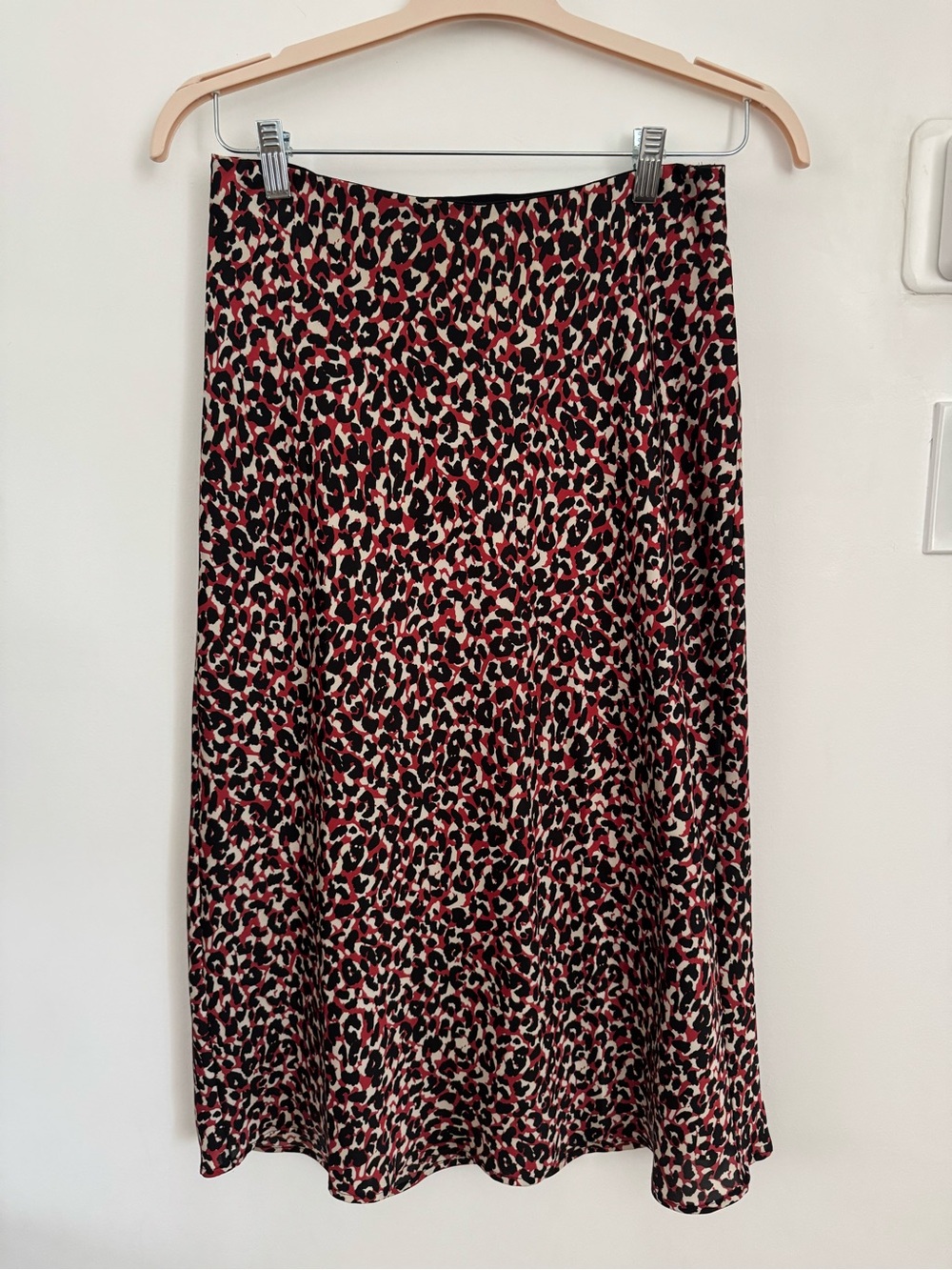 Sanctuary Red, Black & Cream Leopard Midi Skirt